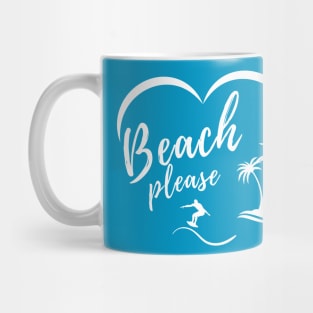 Beach Please t-shirt with an abstract heart logo Mug